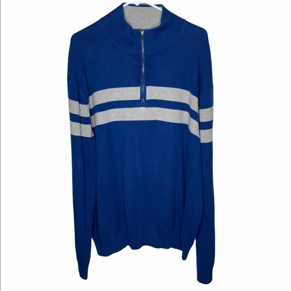 Tommy Hilfiger Mens Pullover Stripe Sweater 2XL Blue